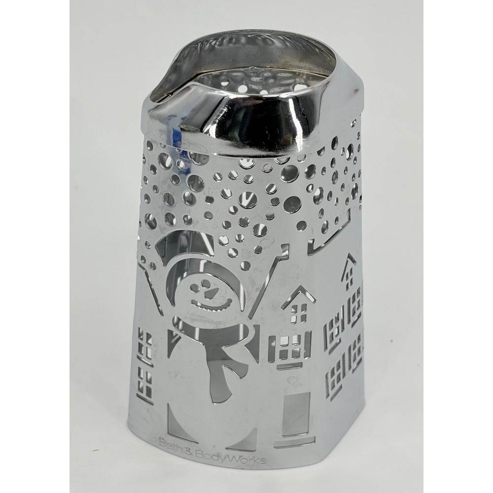 Bath and Body Works Soap Sleeve Holder Silver Snowman Winter Christmas